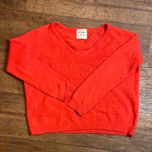 Jumper 1234 Women's orange cashmere V-Neck Sweater size 1/ small
